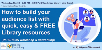 Seminar “How to build your audience list with quick, easy & FREE Library resources”