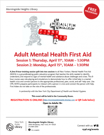 Adult Mental Health First Aid Workshop