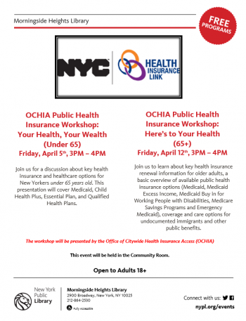 OCHIA Public Health Insurance Workshop: Your Health, Your Wealth (Under 65)